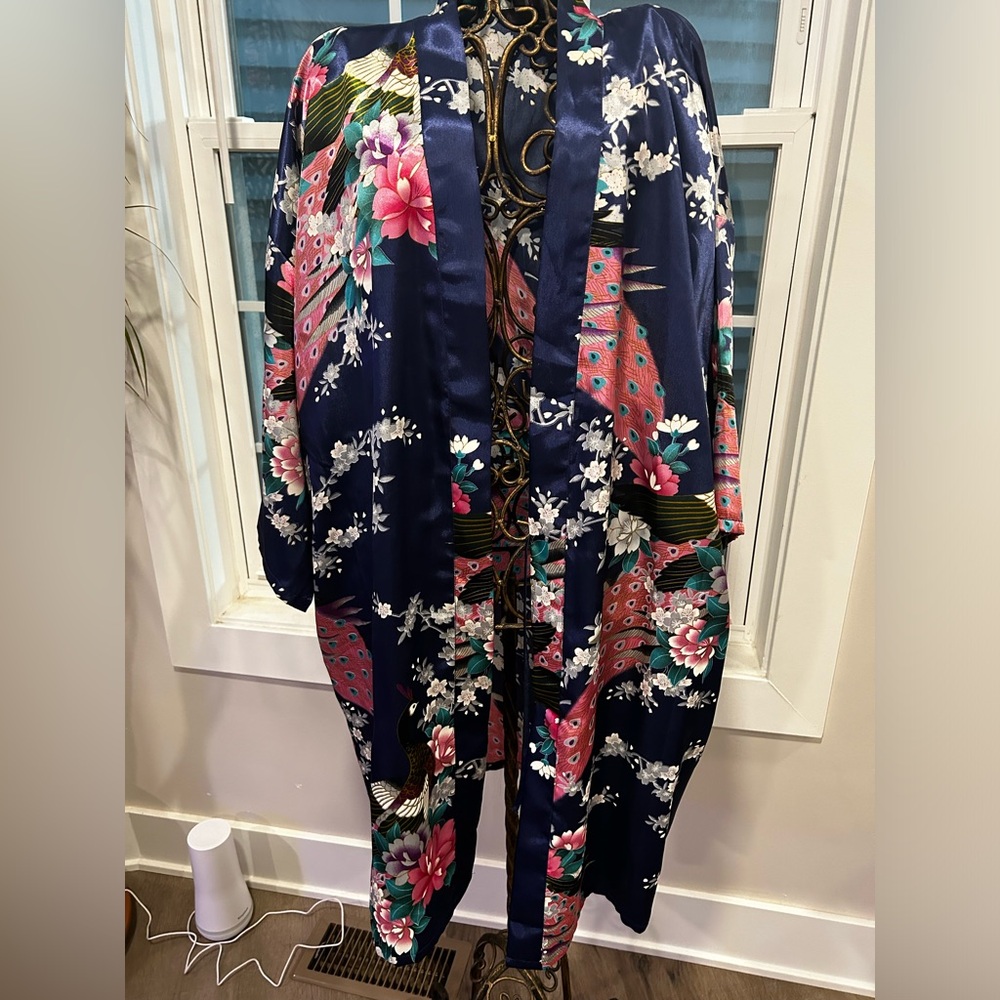 Blue Satin Dressing Gown
